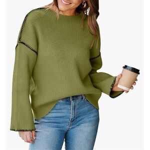 NEW Green oversized Long Sleeve Crewneck Pullover Sweater XL